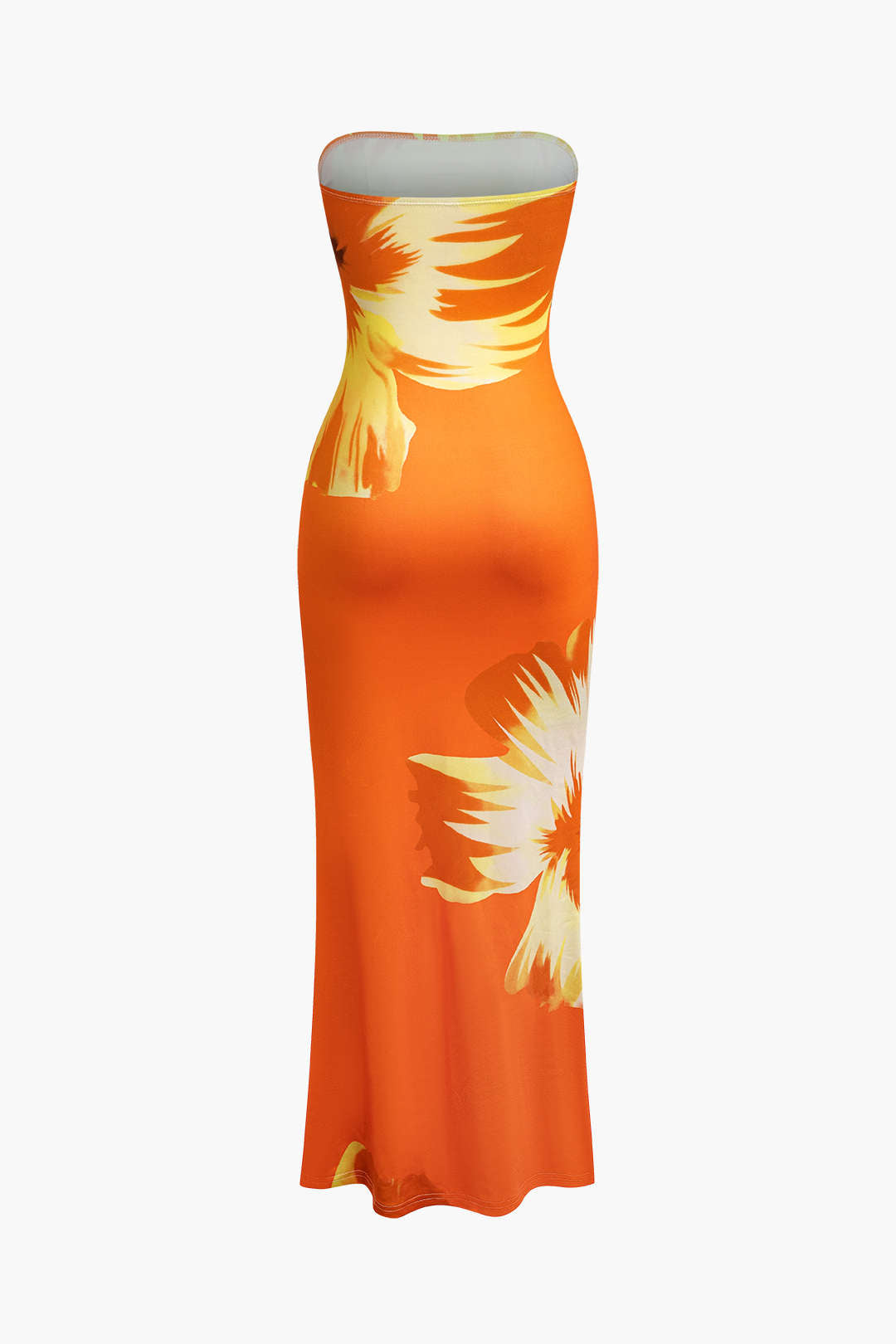 Sunny Floral Cascade Strapless Midi Dress