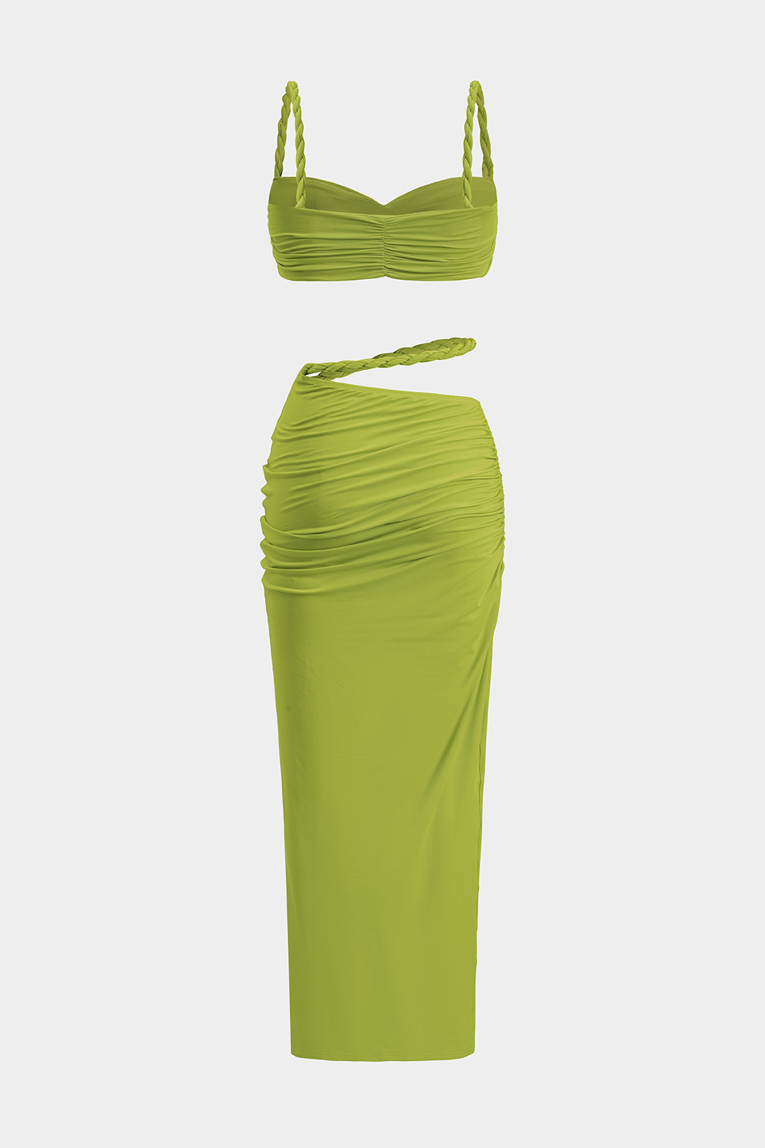 Ruched Backless Cami Top And Cut Out Skirt Set