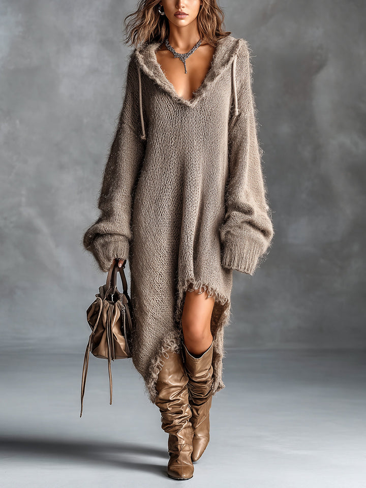 Jacinta – Oversized Hooded Knit Midi Dress