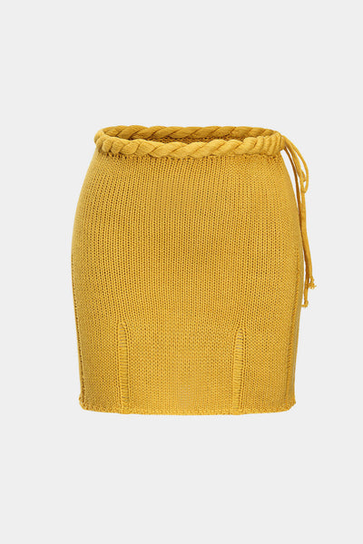 Knit Braided Tie-Up Skirt