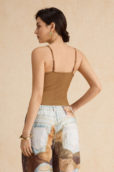 Mesh Backless Sheer Patchwork Corset Slip Bodysuit