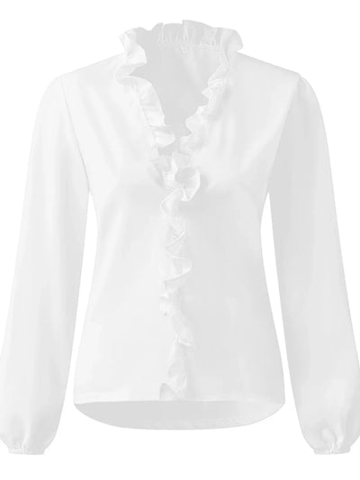 Maisie | Blouse met V-hals en lange mouwen en plooien 