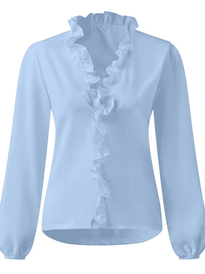 Maisie | Blouse met V-hals en lange mouwen en plooien 