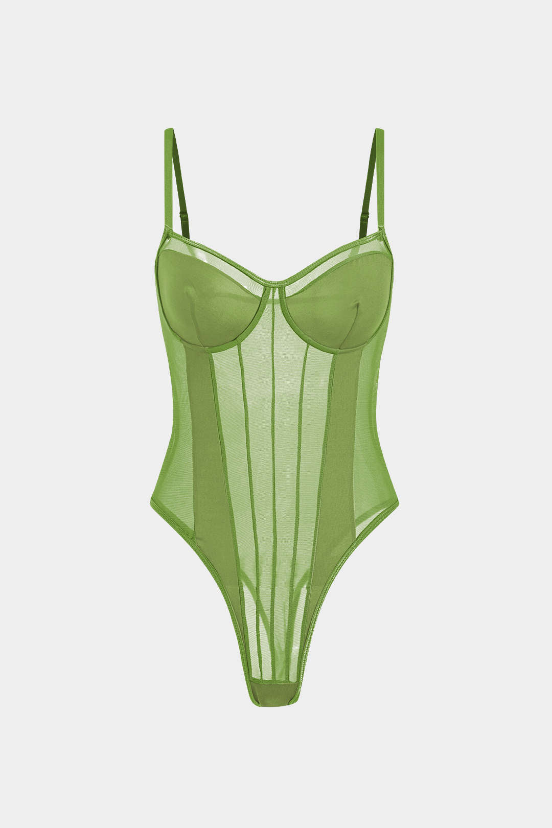 Mesh Backless Sheer Patchwork Corset Slip Bodysuit