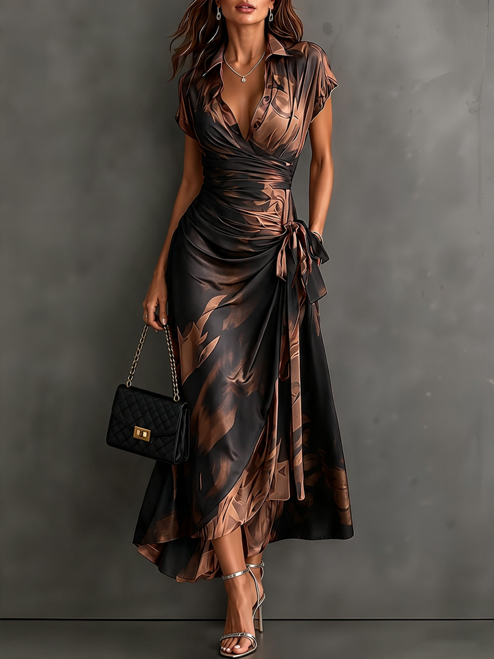 Sorcha – Wrap Midi Dress with Bold Print
