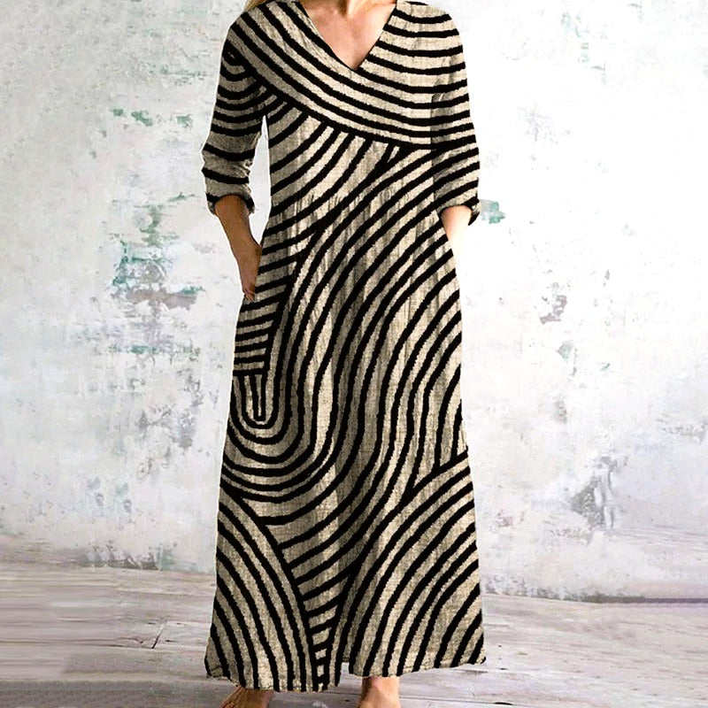 Rubie™ - Abstracte gestreepte jurk
