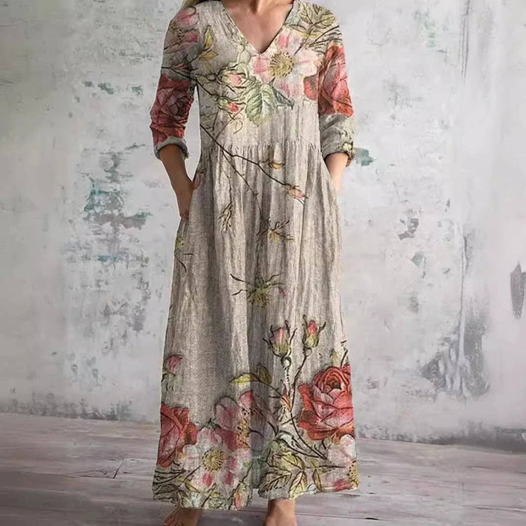 Ava | Maxi Orchidee Jurk