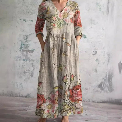 Ava | Maxi Orchidee Jurk