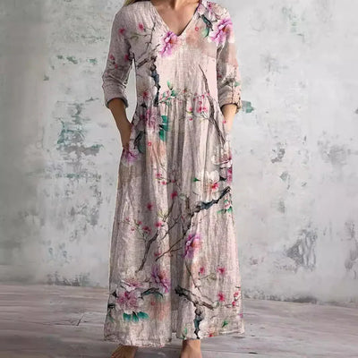 Ava | Maxi Orchidee Jurk