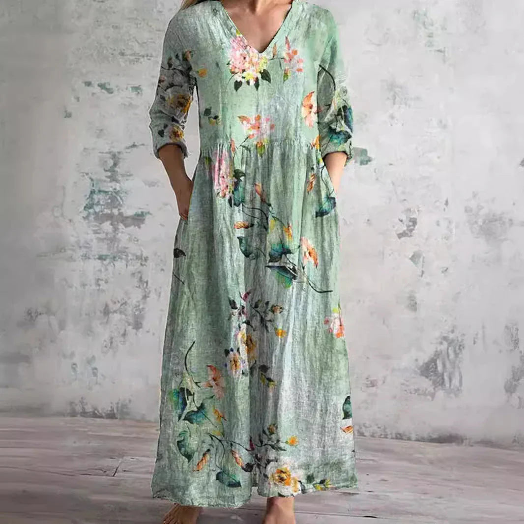 Ava | Maxi Orchidee Jurk