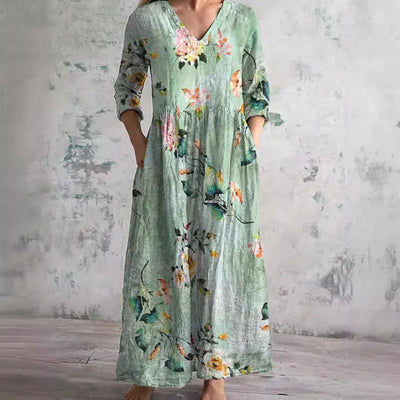 Ava | Maxi Orchidee Jurk