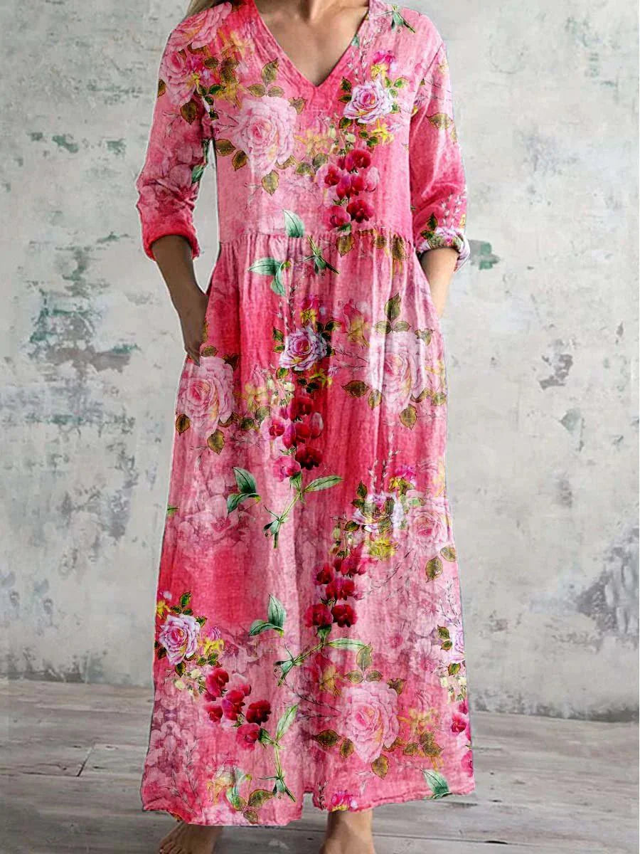 Ava | Maxi Orchidee Jurk