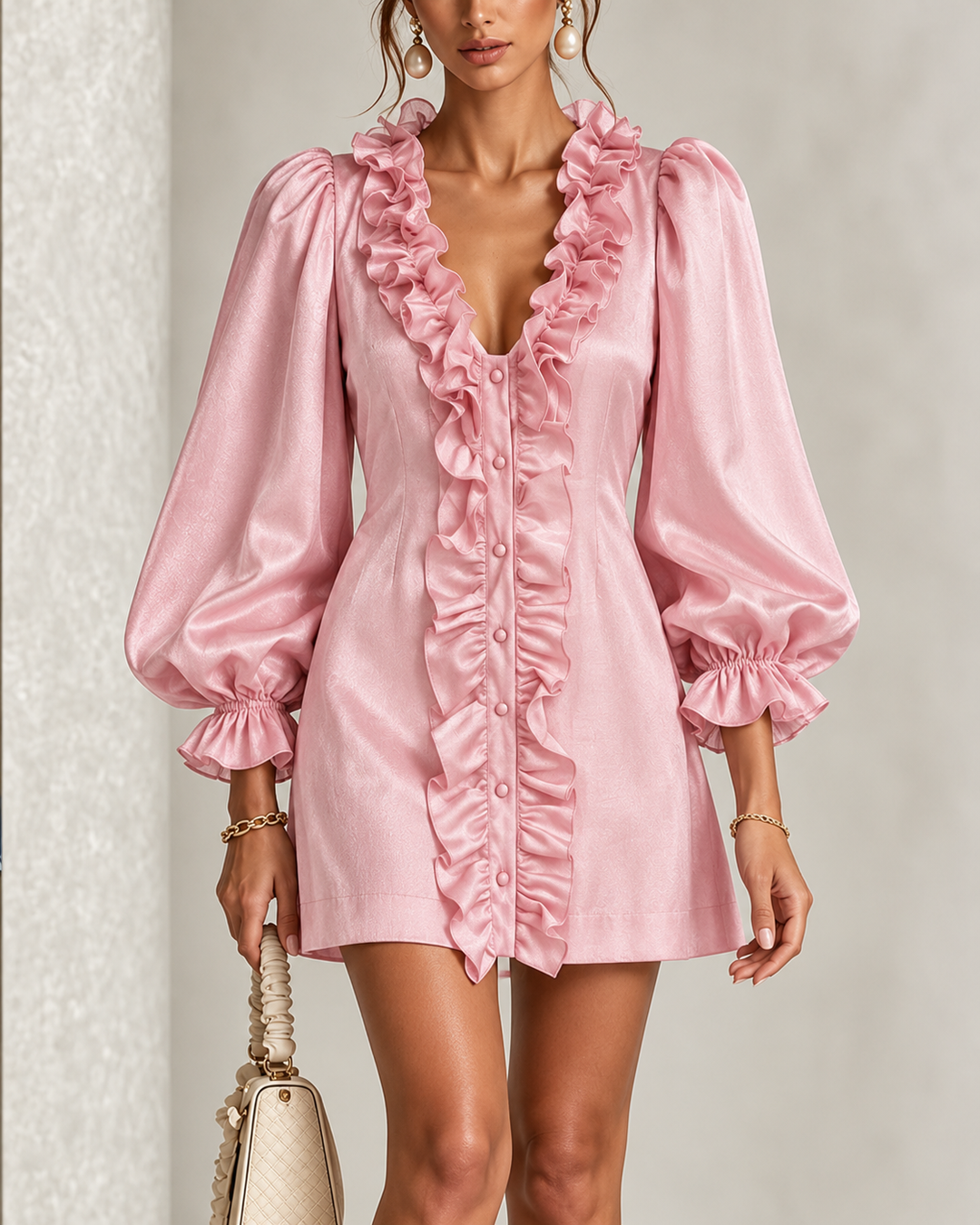 Emery™ | Elegant Ruffle Detail Mini Dress
