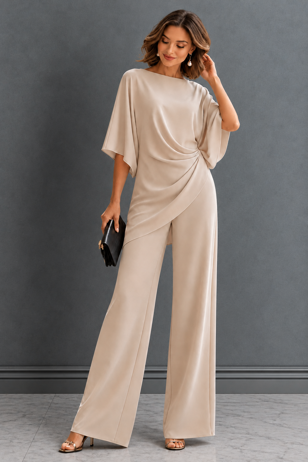 Selina – Draped Top and Wide-Leg Trousers Set