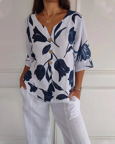 Eliana | Casual bloemenprint overhemd