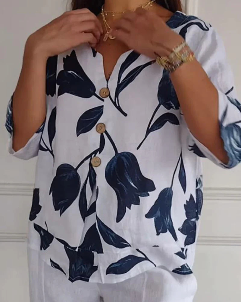 Eliana | Casual bloemenprint overhemd