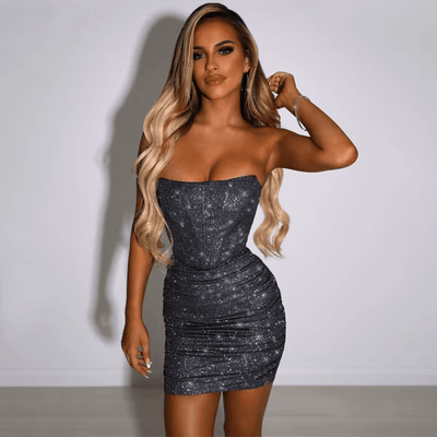 FAYE CORSET MINI DRESS - BLACK