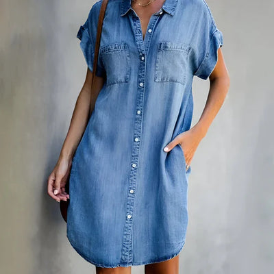 Polly | Lichtgewicht denimjurk met buikbedekking