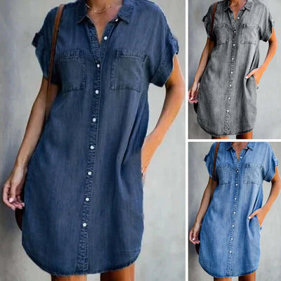 Polly | Lichtgewicht denimjurk met buikbedekking