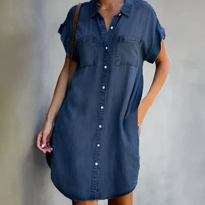 Polly | Lichtgewicht denimjurk met buikbedekking