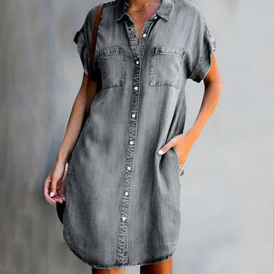 Polly | Lichtgewicht denimjurk met buikbedekking