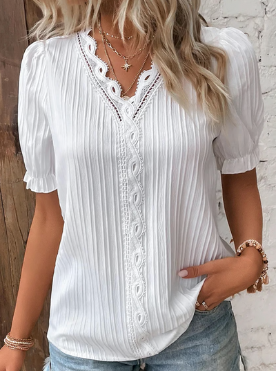Lucia | Elegant overhemd met effen kant
