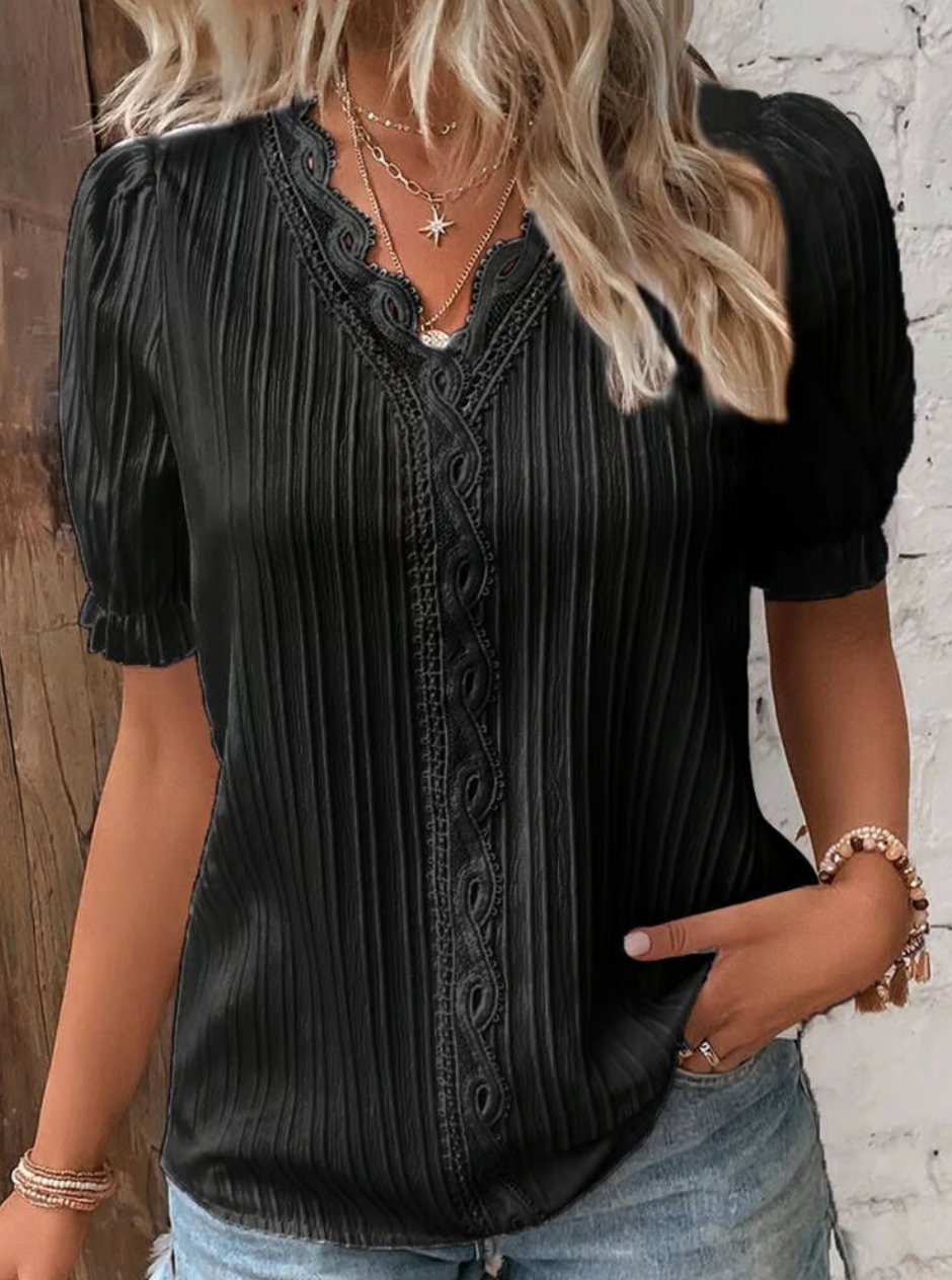 Lucia | Elegant overhemd met effen kant