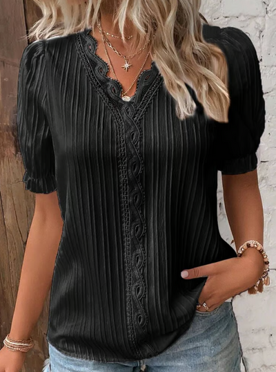 Lucia | Elegant overhemd met effen kant