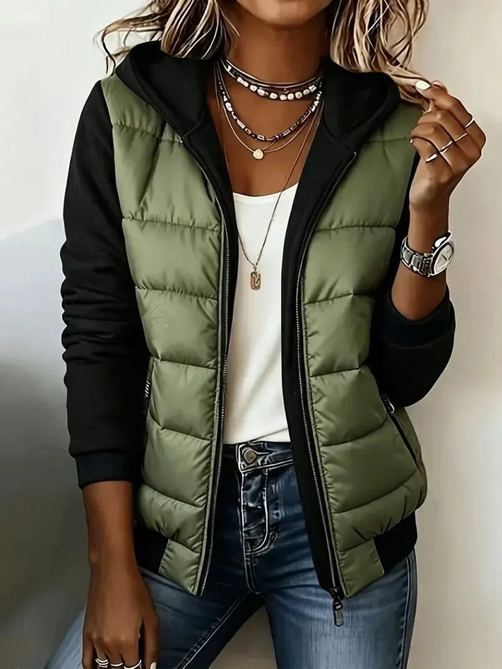 Phyllis – Hooded Padded Colour-Block Jacket