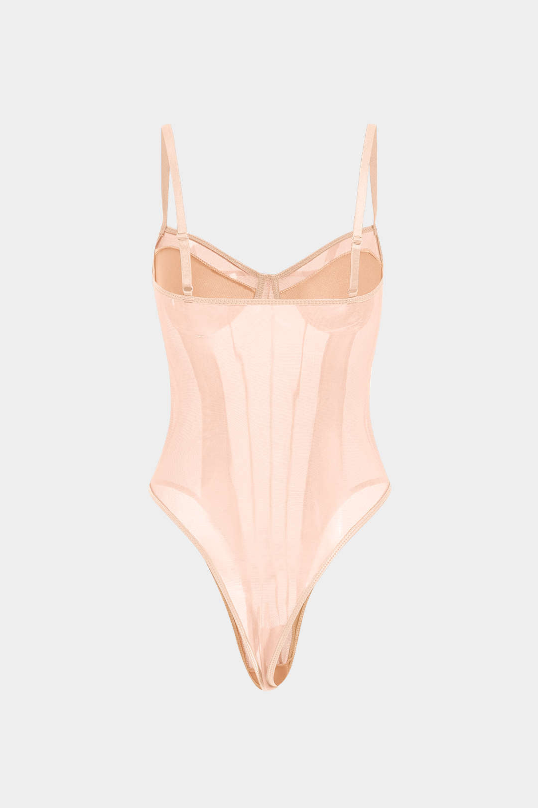 Mesh Backless Sheer Patchwork Corset Slip Bodysuit