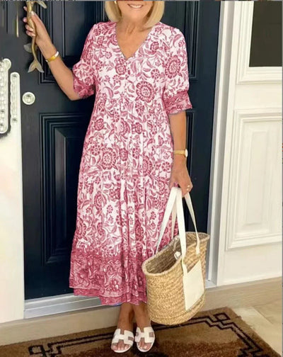 Arie | Elegante bloemenjurk met V-hals