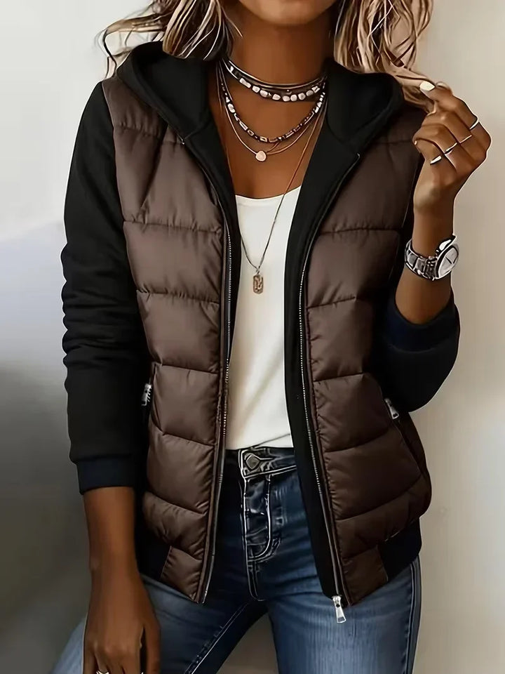 Phyllis – Hooded Padded Colour-Block Jacket
