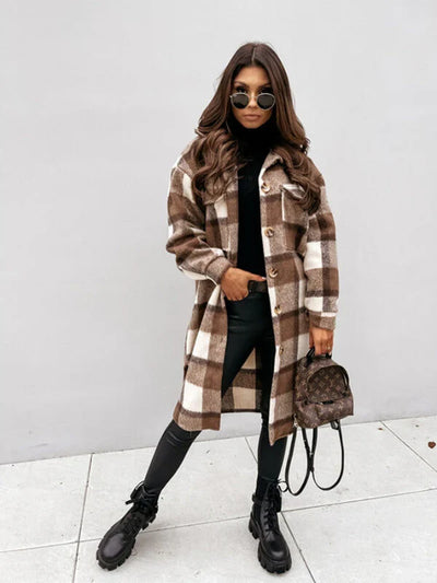 Danielle | Geruite lange jas 