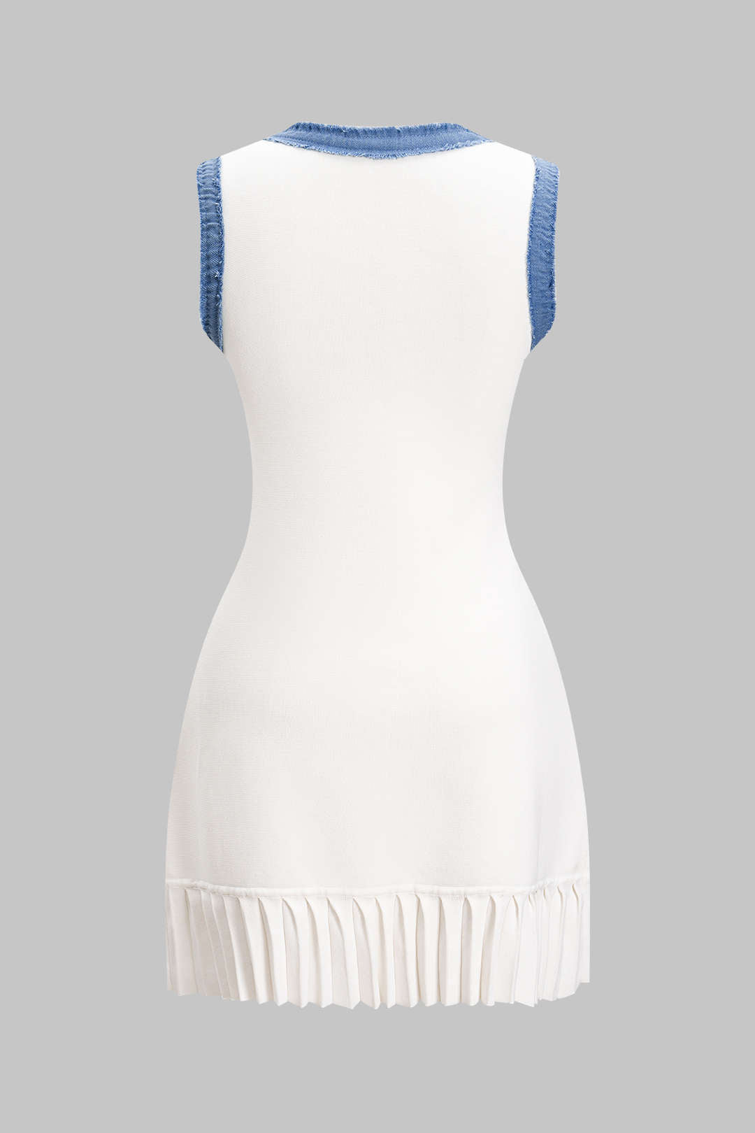 Knit Metallic Button Patchwork Sleeveless Sweater Dress