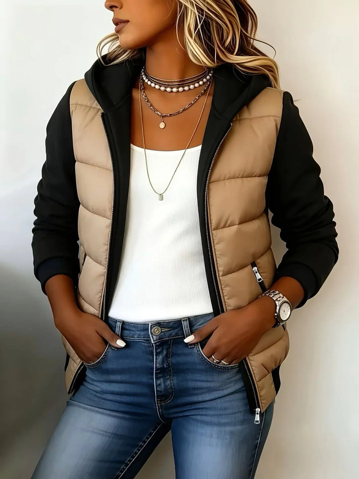 Phyllis – Hooded Padded Colour-Block Jacket