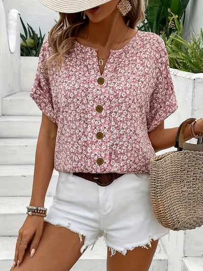 Jenna | Blouse met bloemenprint en knoopjes 