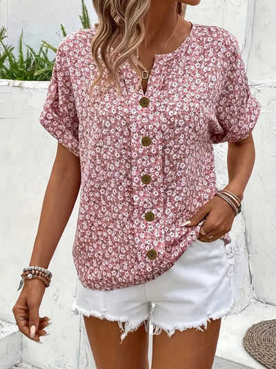 Jenna | Blouse met bloemenprint en knoopjes 