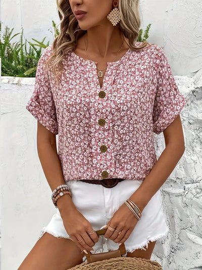 Jenna | Blouse met bloemenprint en knoopjes 