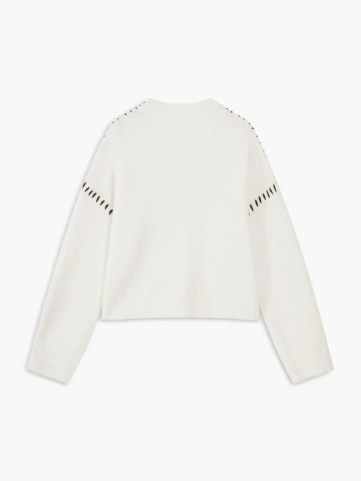 Mhairi – Oversized Ribbed Jumper with Whipstitch Detail