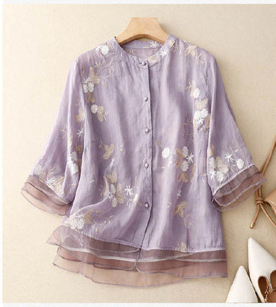 Madison | Elegante geborduurde blouse 