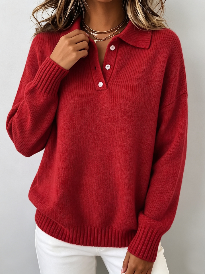 Xanthe – Relaxed Polo Knit Jumper