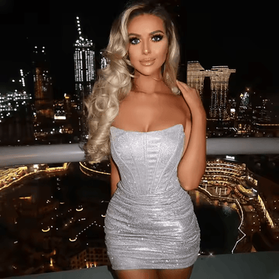 FAYE CORSET MINI DRESS - SILVER